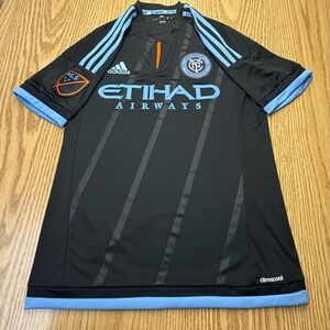 Adidas Black and Light Blue Men's MLS New York City FC Jersey